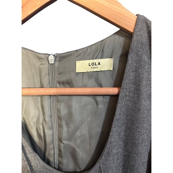 Lola Paris Gray Sleeveless Dress With Gold Buckle Accent Size 36 - Picture 2 of 6